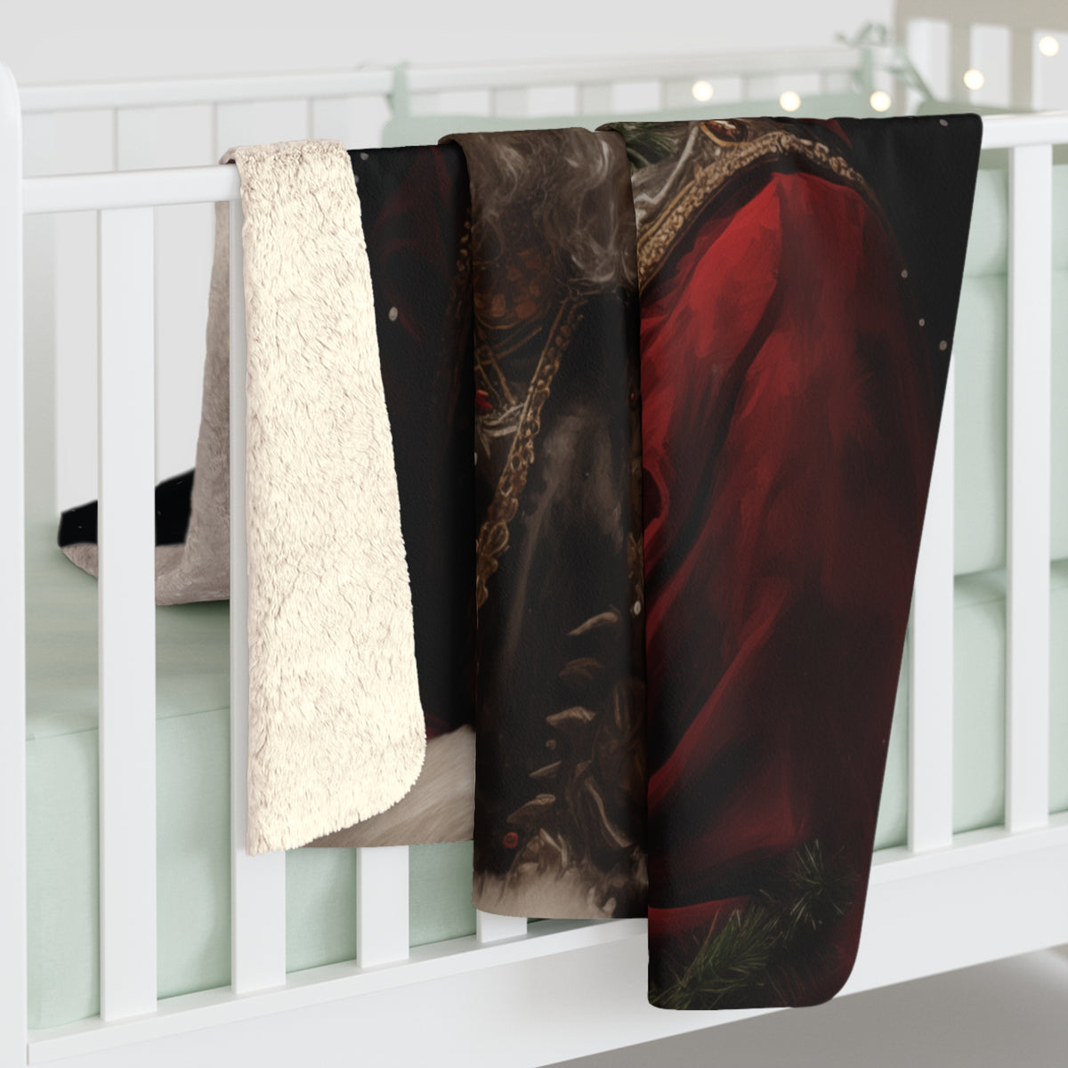 Premium Black Santa Sherpa Fleece Blanket