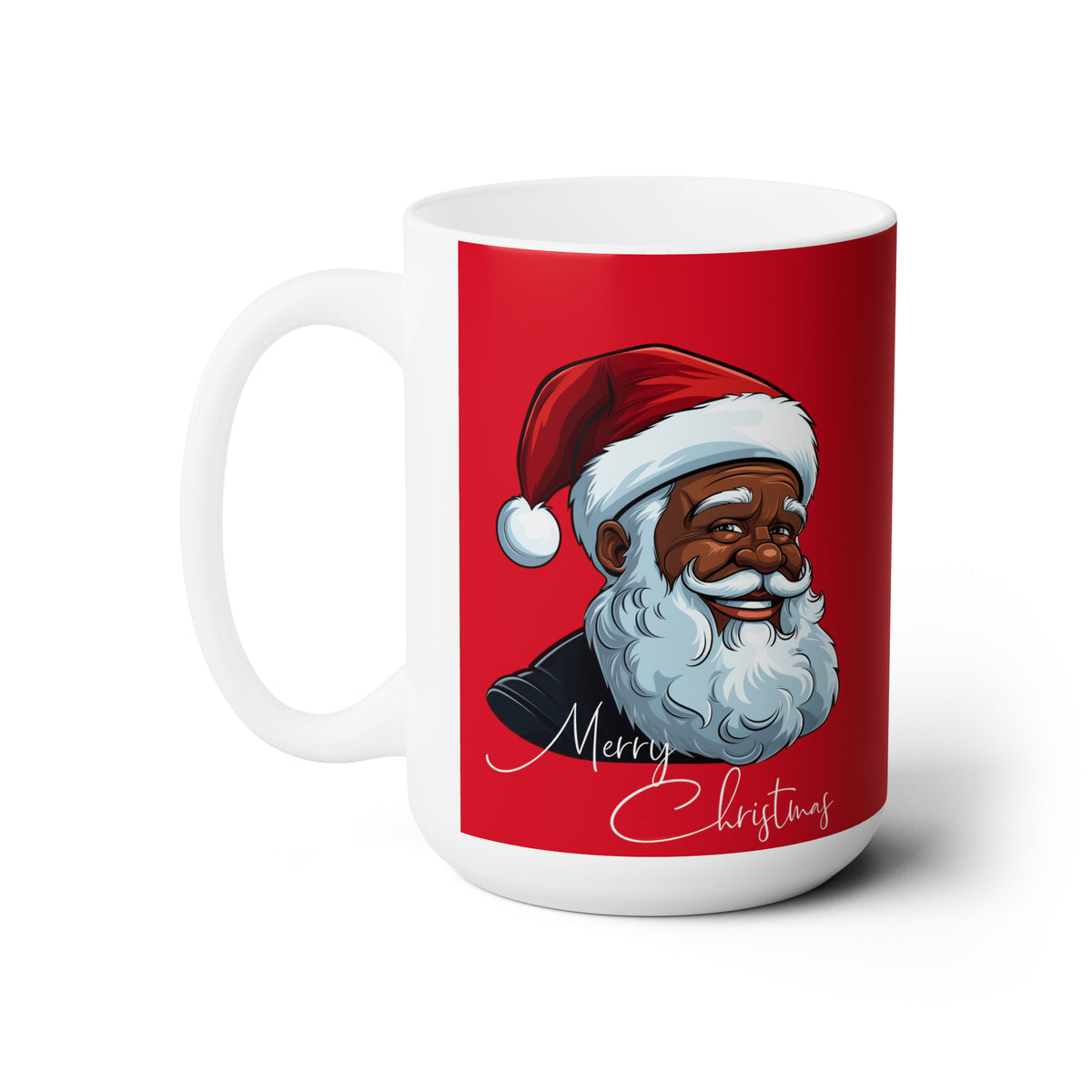 Jolly Black Santa Ceramic Mug 15oz