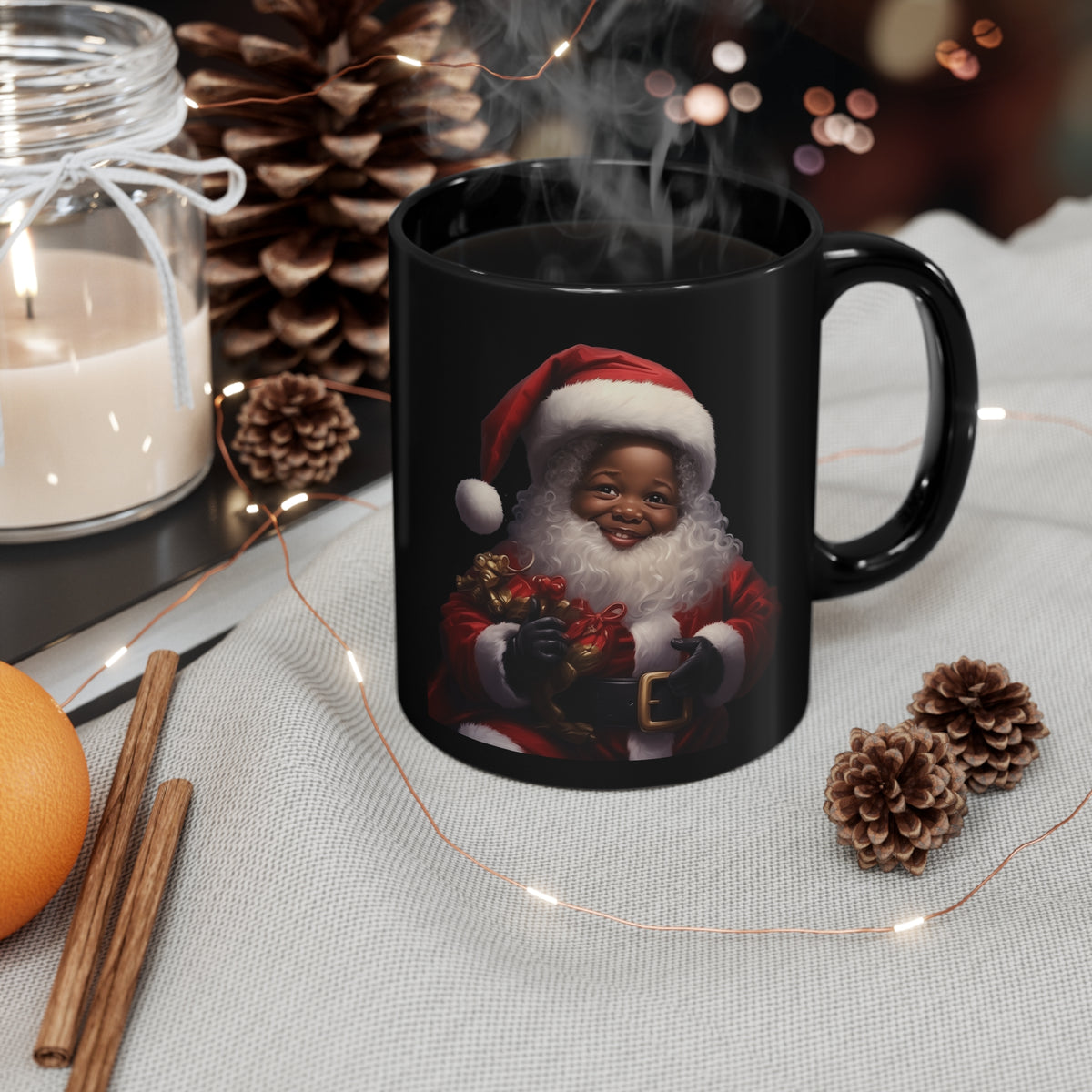Little Black Santa11oz Black Mug