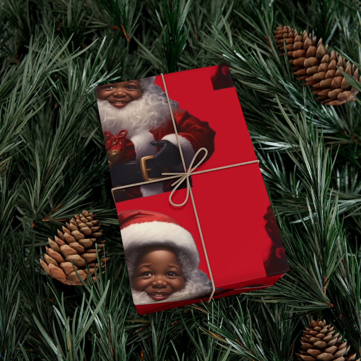 Little Black Santa Premium Gift Wrapping Paper Rolls, 1pc