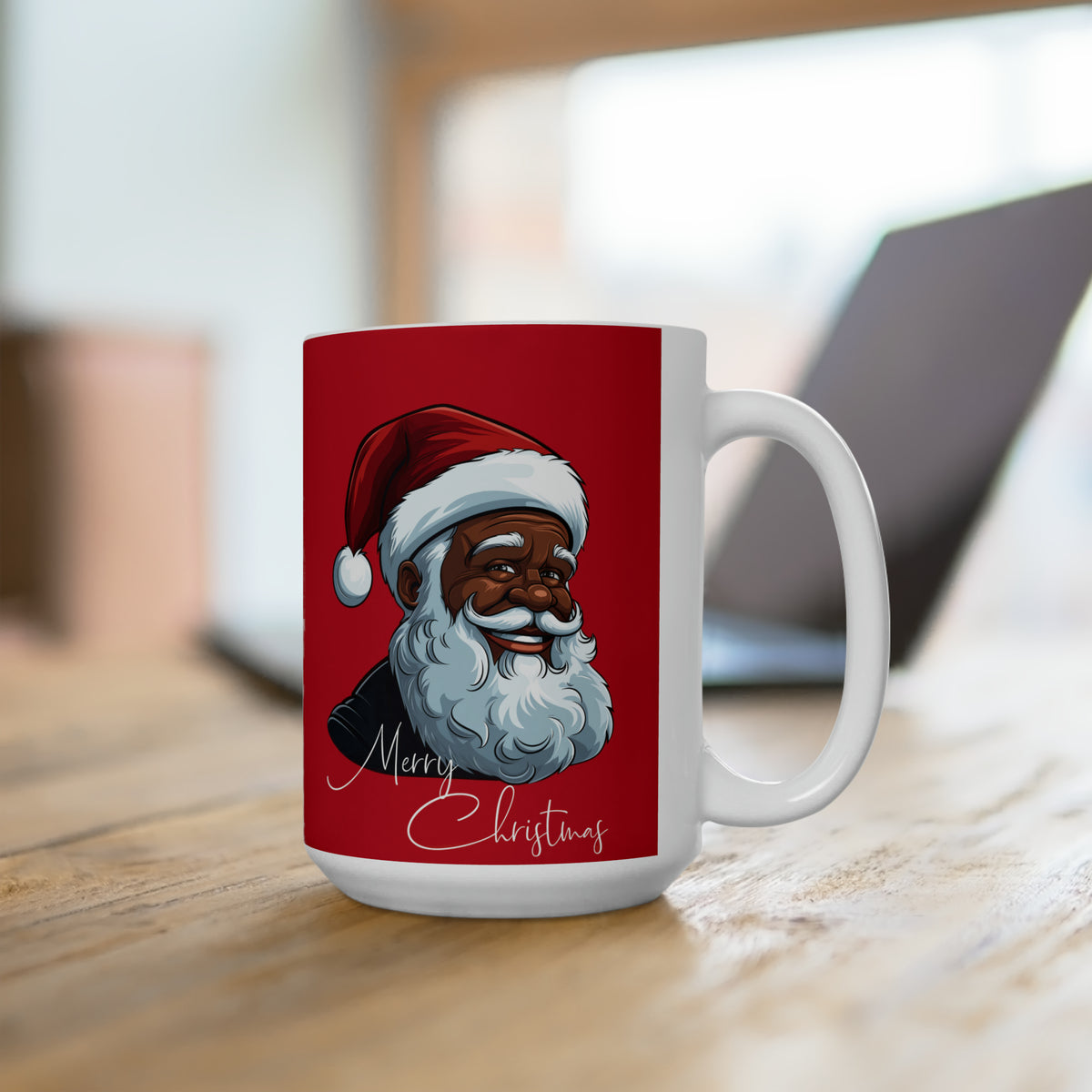 Jolly Black Santa Ceramic Mug 15oz