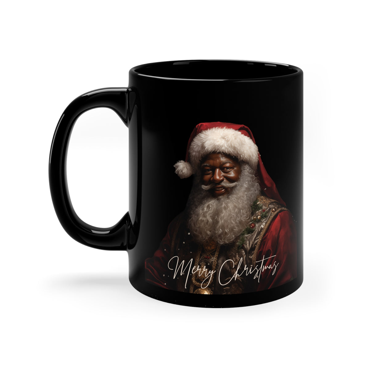 11oz Black Santa Portrait Mug