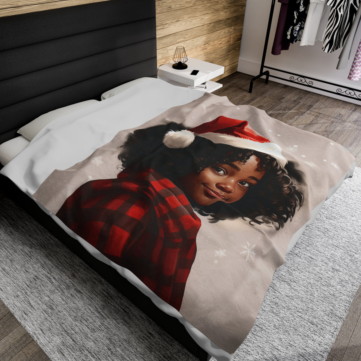 Little Black Girl  Premium Velveteen Plush Blanket