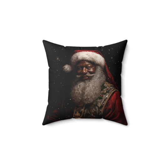 Premium Black Santa Spun Polyester Square Pillow