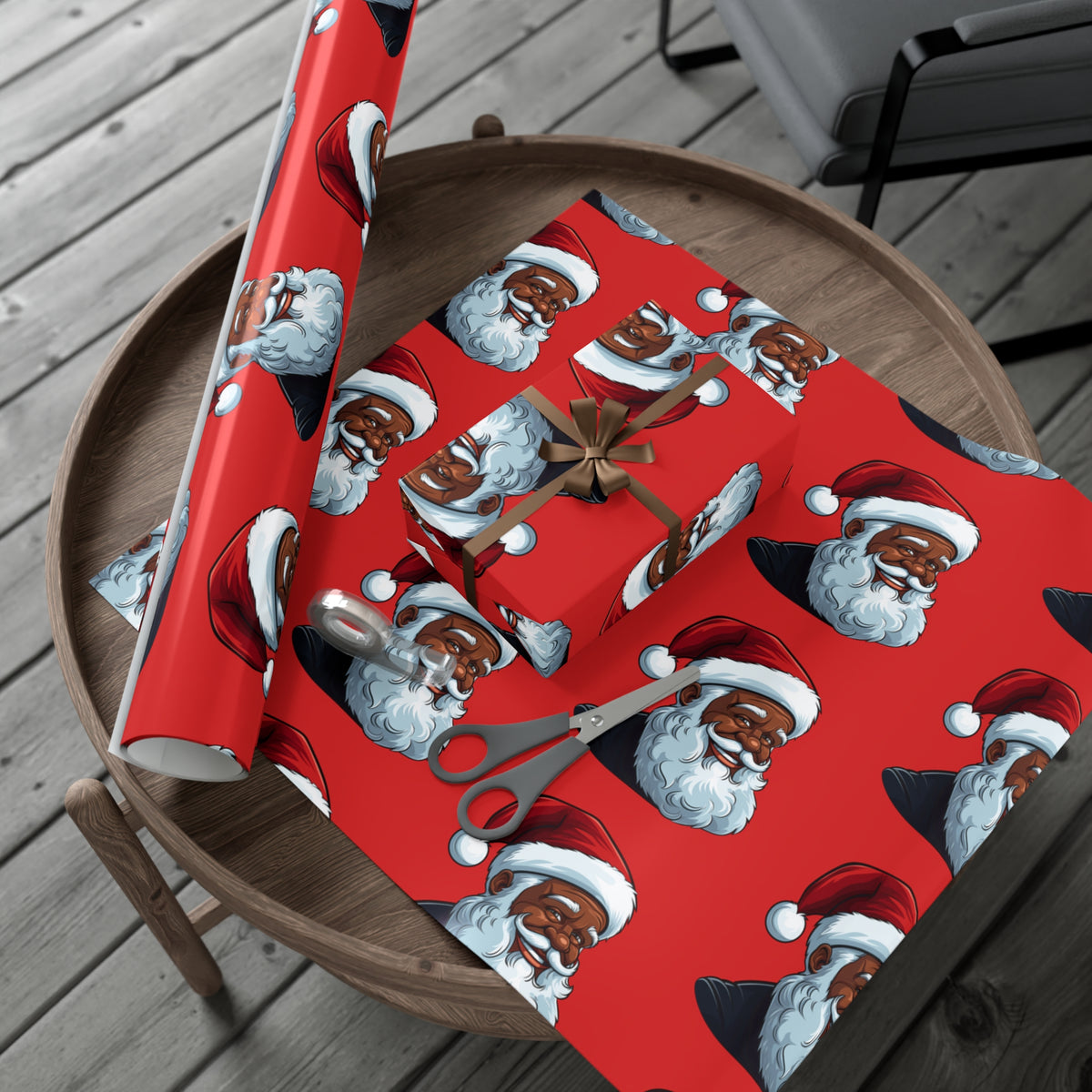 Jolly Black Santa Gift Wrap Papers