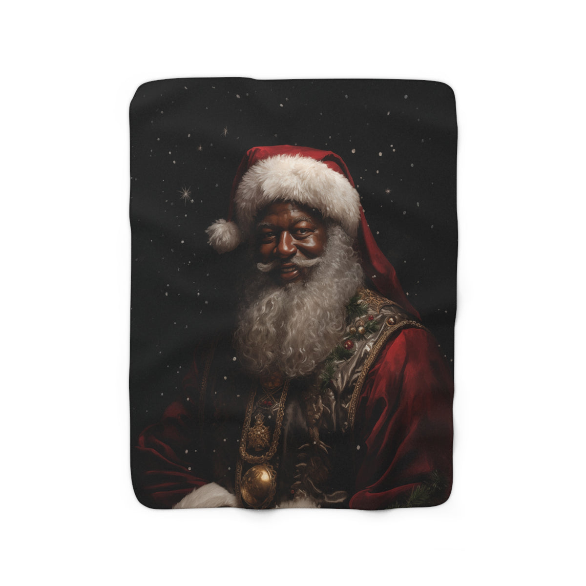 Premium Black Santa Sherpa Fleece Blanket