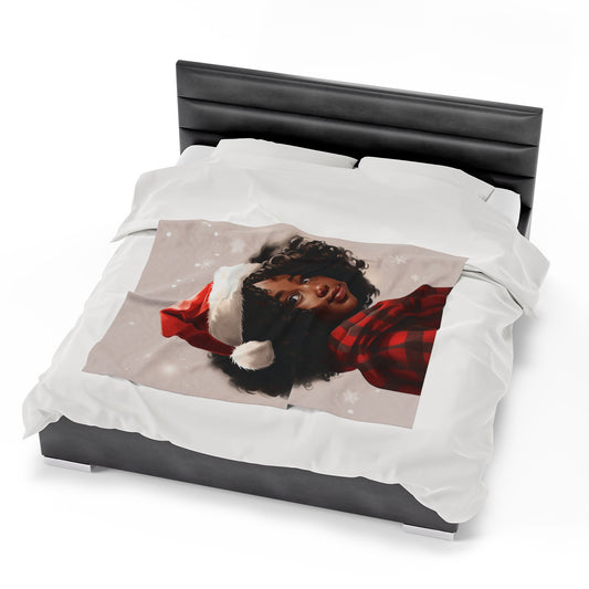 Little Black Girl  Premium Velveteen Plush Blanket