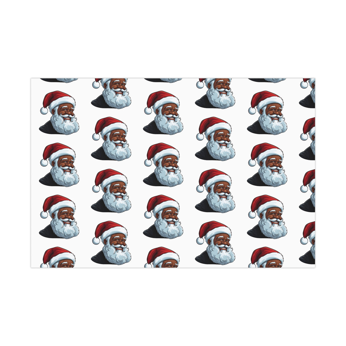 Jolly Black Santa White Wrapping Papers