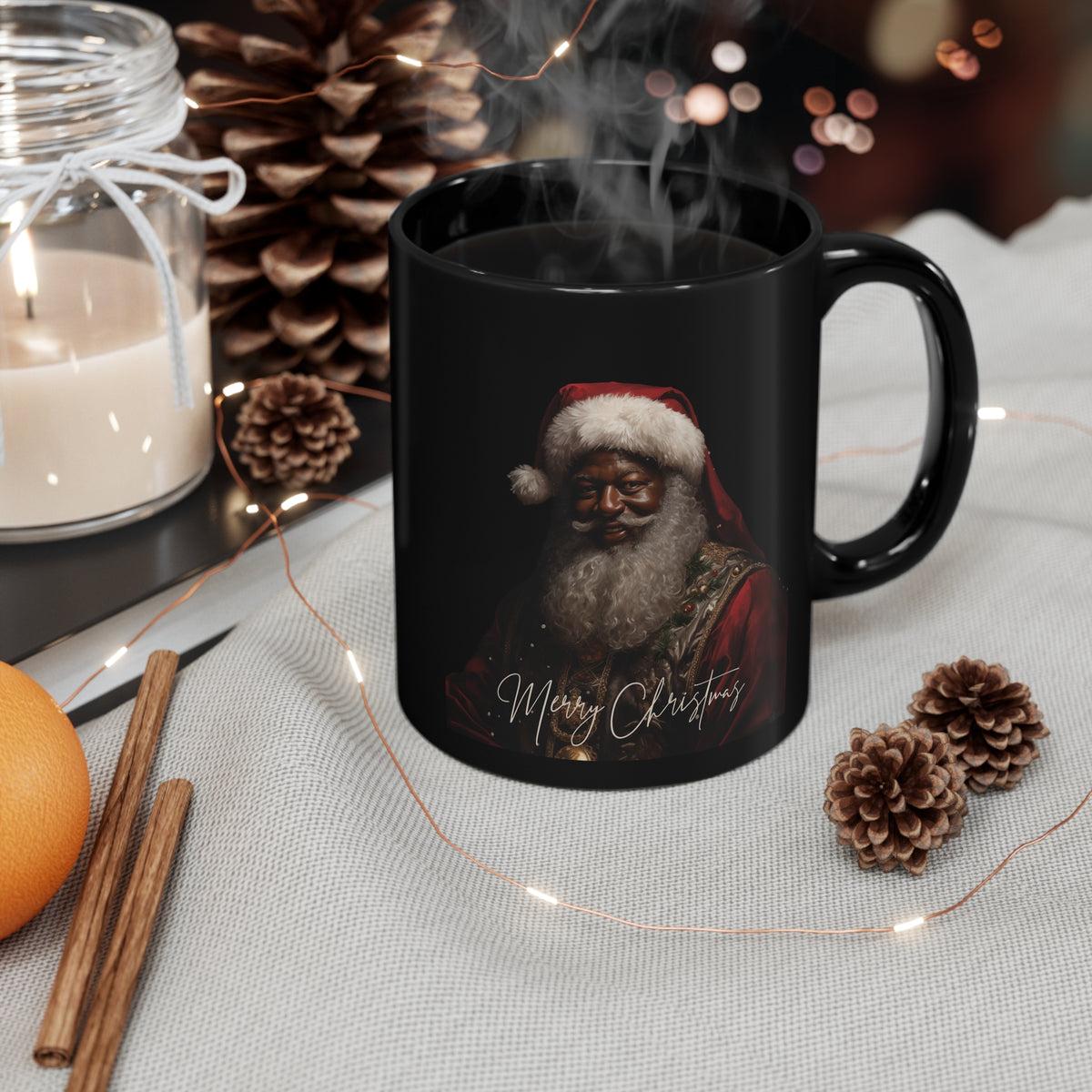 11oz Black Santa Portrait Mug