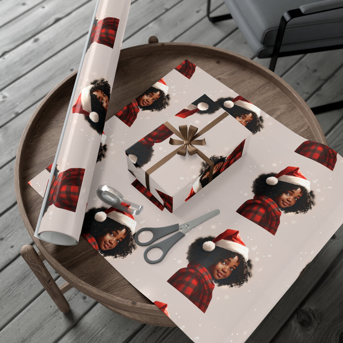 Premium Little Black Girl Gift Wrapping Paper Rolls, 1pc