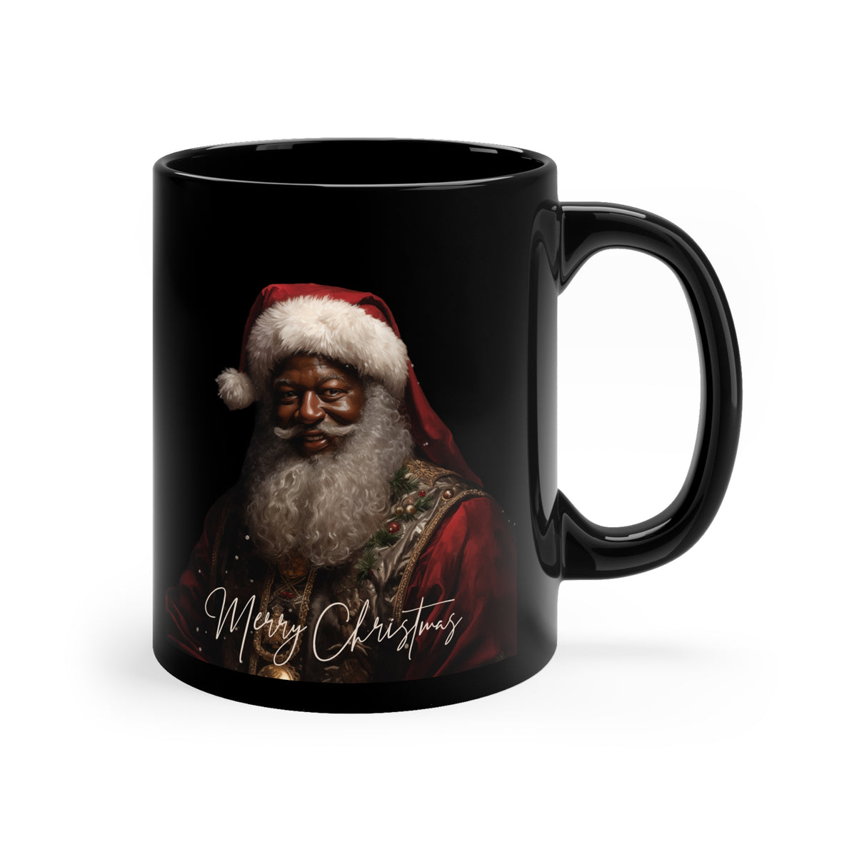 11oz Black Santa Portrait Mug