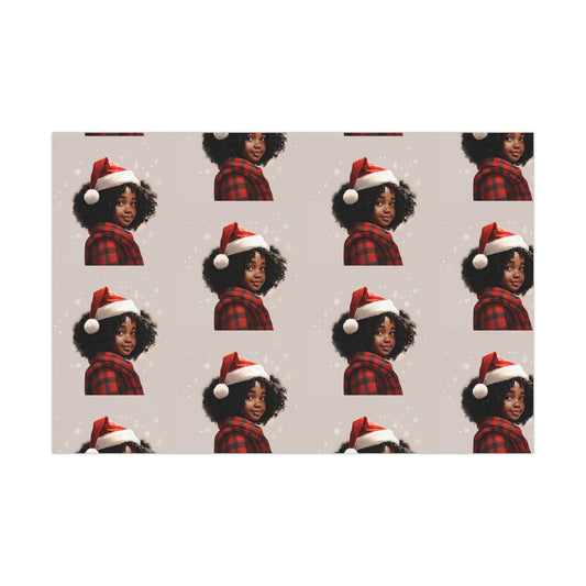 Premium Little Black Girl Gift Wrapping Paper Rolls, 1pc