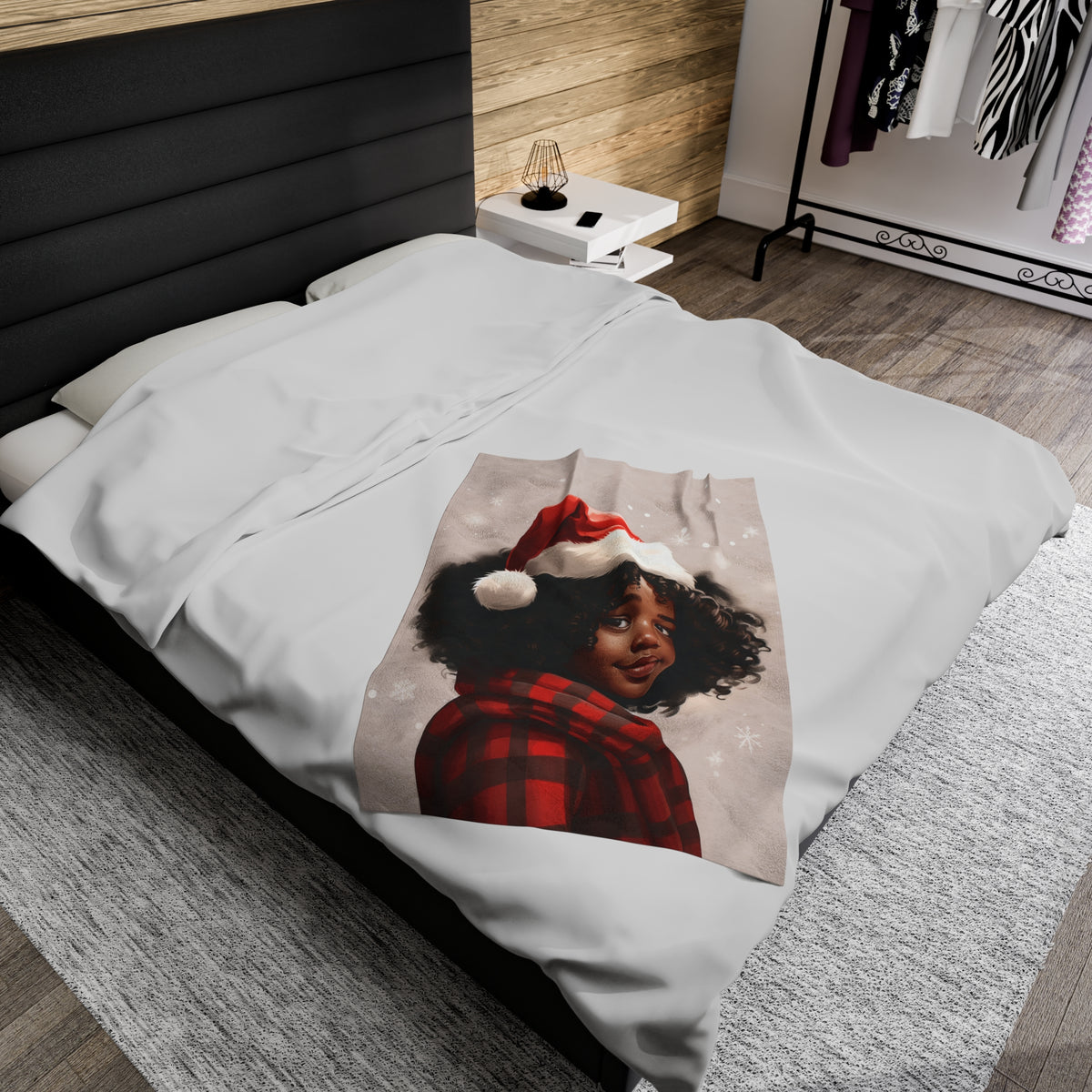Little Black Girl  Premium Velveteen Plush Blanket
