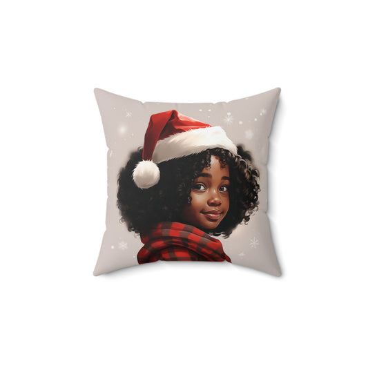 Little Black Girl Spun Polyester Premium Square Pillow