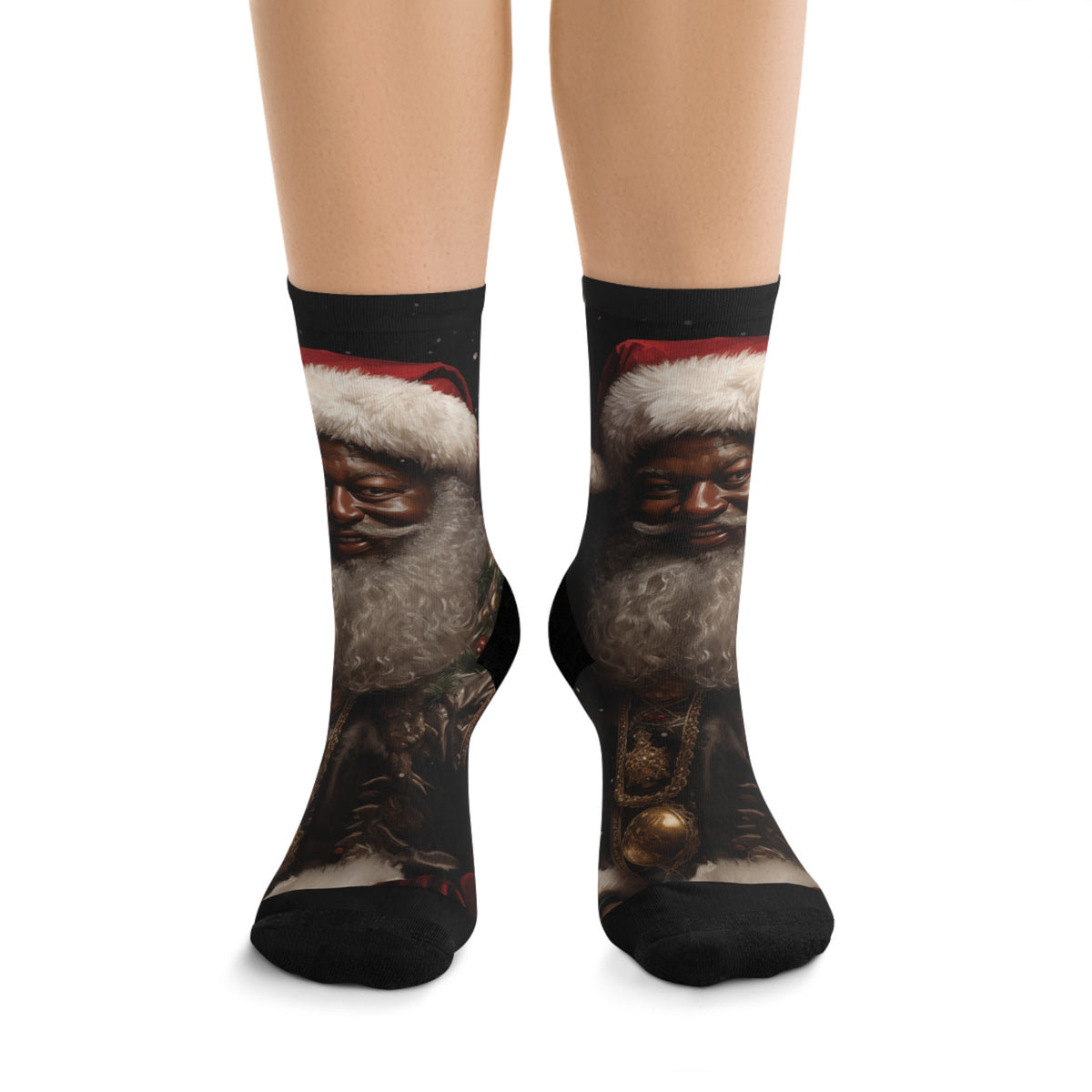 Premium Black Santa Recycled Poly Socks