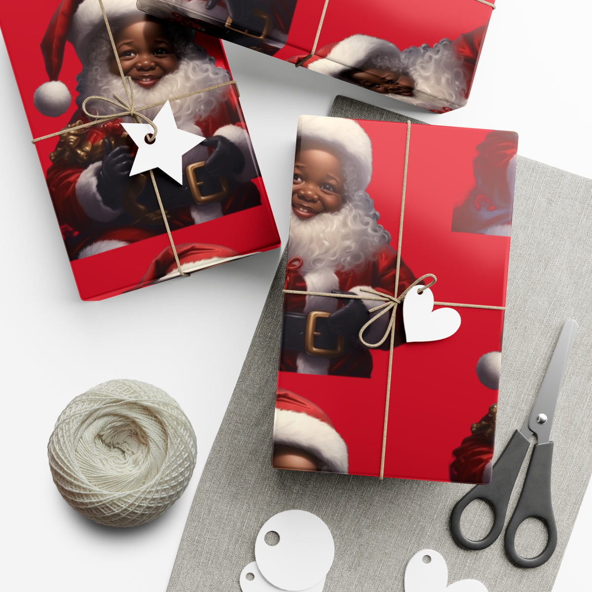 Little Black Santa Premium Gift Wrapping Paper Rolls, 1pc
