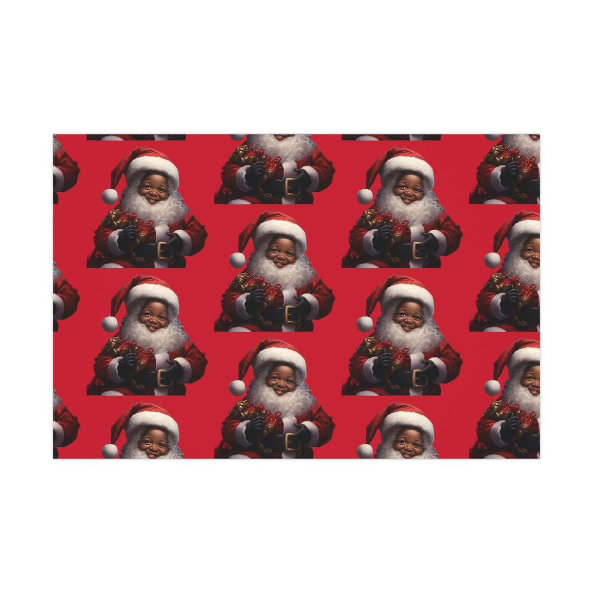 Little Black Santa Premium Gift Wrapping Paper Rolls, 1pc