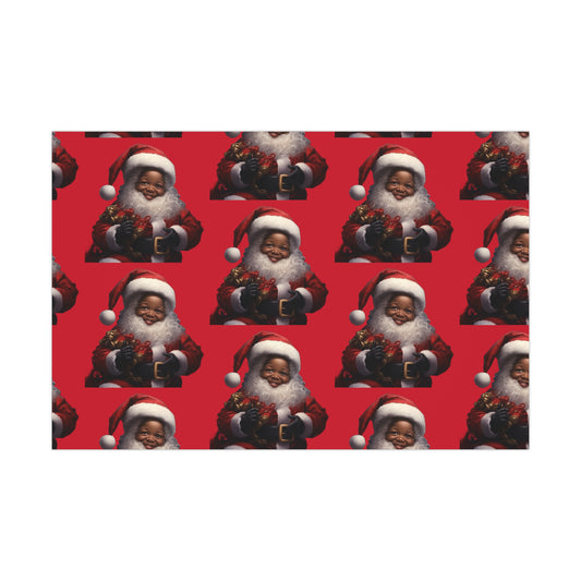 Little Black Santa Premium Gift Wrapping Paper Rolls, 1pc
